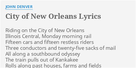new orleans lyric|John Denver – City of New Orleans Lyrics .
